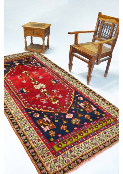 Vintage Konya Karapınar Halısı Kırmızı ve Lacivert Renk 119X237 cm (2.82 M²) fiyatları