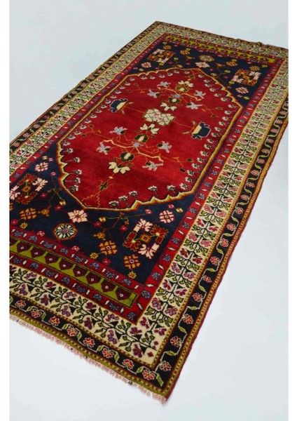 Vintage Konya Karapınar Halısı Kırmızı ve Lacivert Renk 119X237 cm (2.82 M²) modelleri