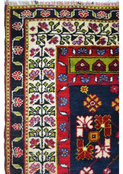 Vintage Konya Karapınar Halısı Kırmızı ve Lacivert Renk 119X237 cm (2.82 M²) fırsatları