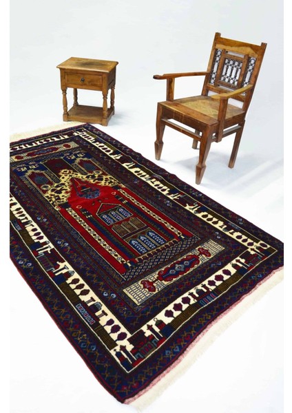 Yahyalı Mihraplı Bordo ve Lacivert Renk El Dokuma Kayseri Halısı 125X207 cm (2.59 M²) fiyatları