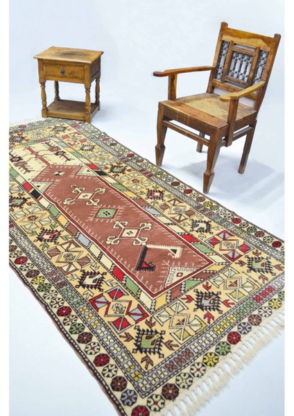 El Dokuma Bozalan Milas Halı Bej ve Kiremit Renk 120X233 cm (2.8 M²) fiyatları