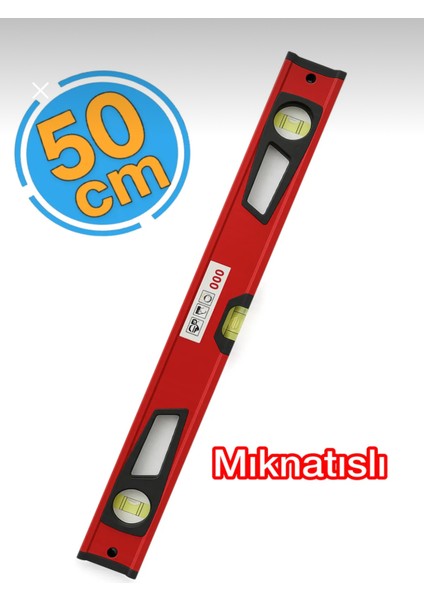 Profesyonel Kırmızı Su Terazisi Mıknatıslı 50 cm