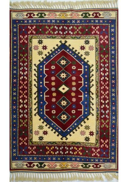 Orijinal Sümerbank Yörük Halısı Bej, Lacivert ve Bordo Renk 104X152 cm (1.58 M²)
