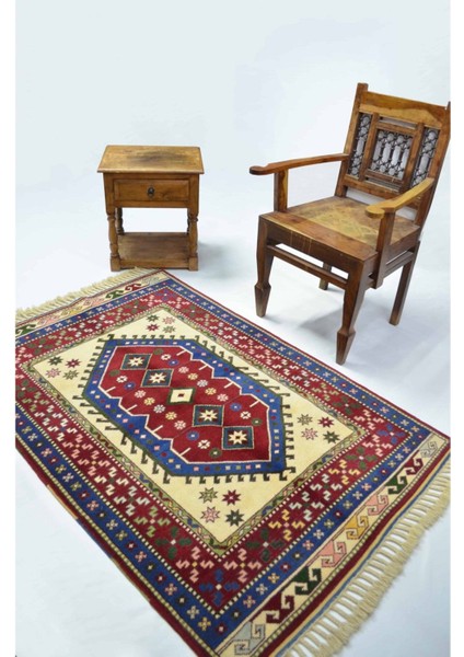 Orijinal Sümerbank Yörük Halısı Bej, Lacivert ve Bordo Renk 104X152 cm (1.58 M²) fiyatları