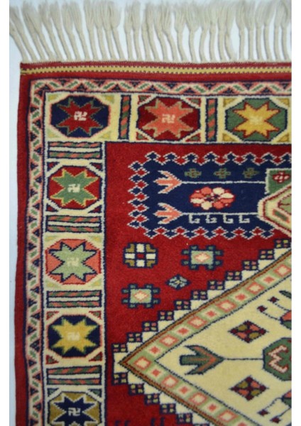 Antik Yörük El Dokuma Halı Krem ve Kırmızı Renk 80X155 cm (1.24 M²)