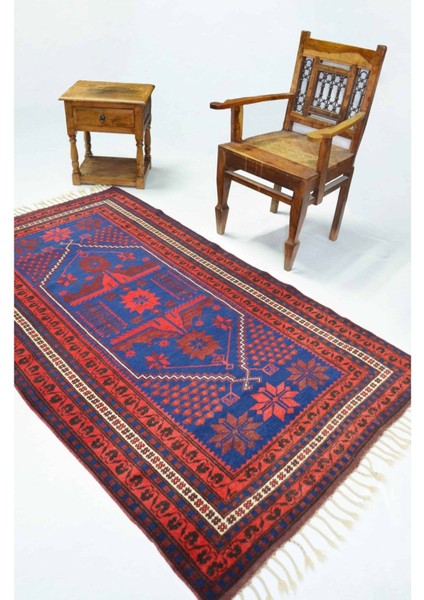 El Dokuma Lacivert Kırmızı Renk Yağcıbedir Halısı 133X194 cm (2.19 M²) fiyatları