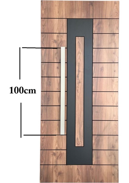 Çelik Kapı Çekme Kolu Tutma Kolu Dikdörtgen Model Renk Saten (Gümüş Gri) 100CM
