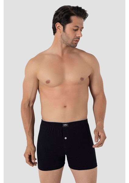 Erkek Karışık Renk Düğmeli Havlu Bel Boxer 4'lü Paket