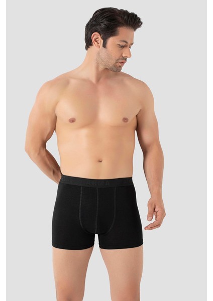 Erkek Siyah Likralı 3'lü Boxer