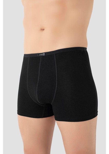 Erkek Siyah Modal Boxer Ince Bel Lastikli 5'li Paket