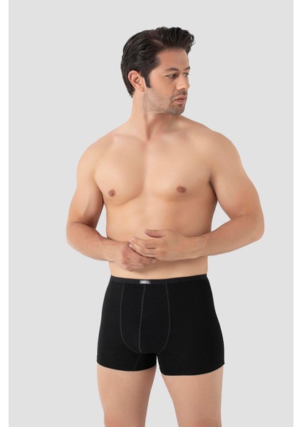 Erkek Siyah Modal Boxer Ince Bel Lastikli 5'li Paket