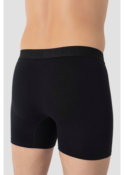 Erkek Siyah Likralı Uzun Boxer 3lü Set