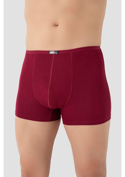 Erkek İnce Bel Lastikli Bambu Boxer Bordo 5'li Paket