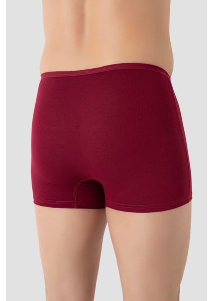 Erkek İnce Bel Lastikli Bambu Boxer Bordo 5'li Paket