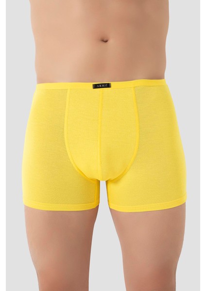 Erkek İnce Bel Lastikli Bambu Boxer Sarı 5'li Paket