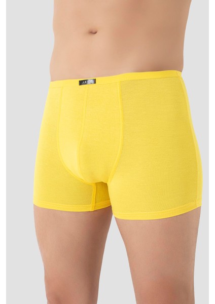 Erkek İnce Bel Lastikli Bambu Boxer Sarı 5'li Paket