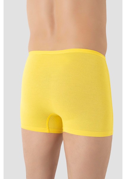 Erkek İnce Bel Lastikli Bambu Boxer Sarı 5'li Paket