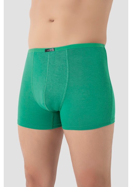 Erkek İnce Bel Lastikli Bambu Boxer Yeşil 5'li Paket