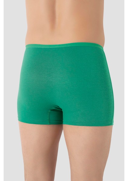 Erkek İnce Bel Lastikli Bambu Boxer Yeşil 5'li Paket