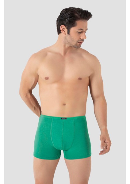 Erkek İnce Bel Lastikli Bambu Boxer Yeşil 5'li Paket