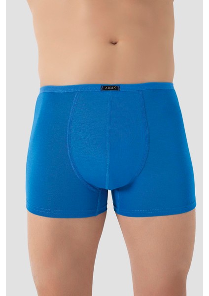 Erkek İnce Bel Lastikli Bambu Boxer Mavi 5'li Paket