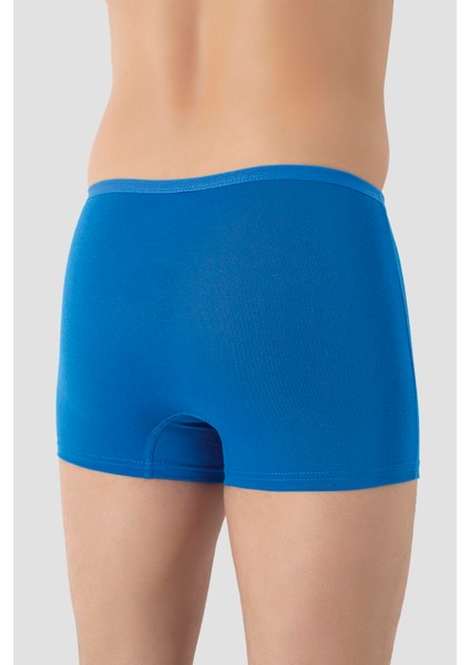 Erkek İnce Bel Lastikli Bambu Boxer Mavi 5'li Paket