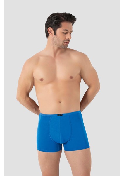 Erkek İnce Bel Lastikli Bambu Boxer Mavi 5'li Paket