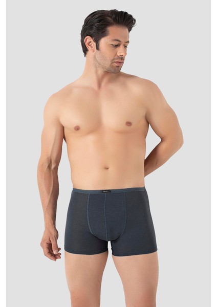Erkek İnce Bel Lastikli Bambu Boxer Füme 5'li Paket