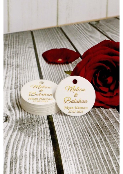 Gold Baskılı Etiket - Kişiye Özel Etiketi -100 Adet Gold Etiket (3,8 Cm) fırsatları