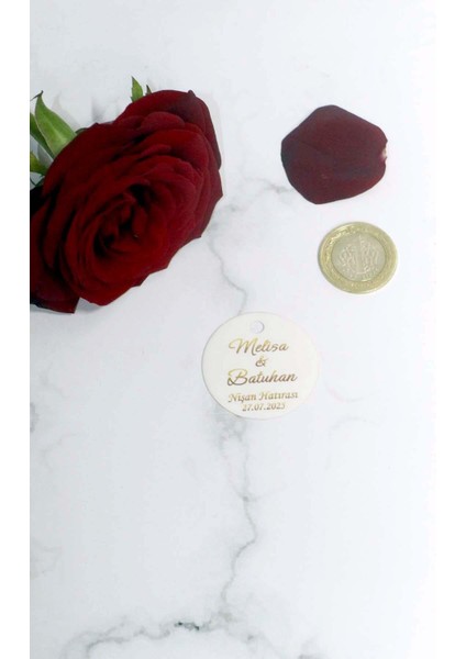Gold Baskılı Etiket - Kişiye Özel Etiketi -100 Adet Gold Etiket (3,8 Cm) indirimleri