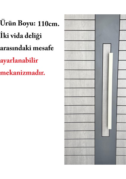 Çelik Kapı Çekme Kolu Tutma Kolu Dikdörtgen Model Renk Saten (Gümüş Gri) 110CM