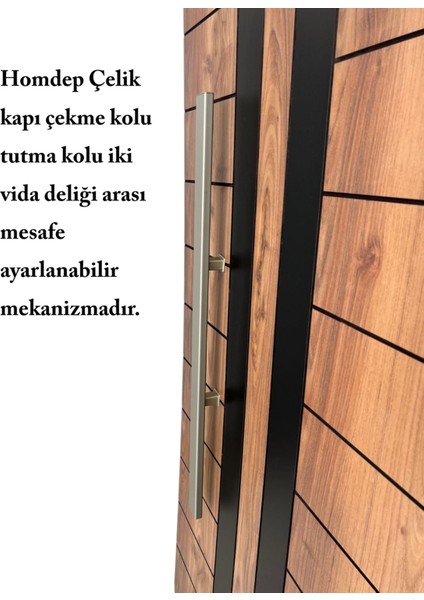 Çelik Kapı Çekme Kolu Tutma Kolu Dikdörtgen Model Renk Saten (Gümüş Gri) 110CM