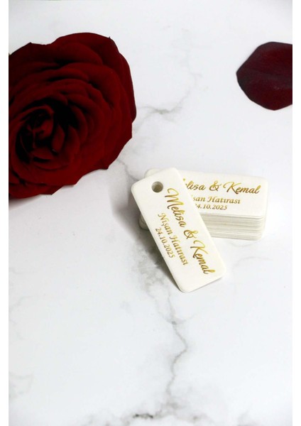 Gold Baskılı Etiket - Etiketi -100 Adet Kişiye Özel Gold Etiket ( 2x5 Cm)