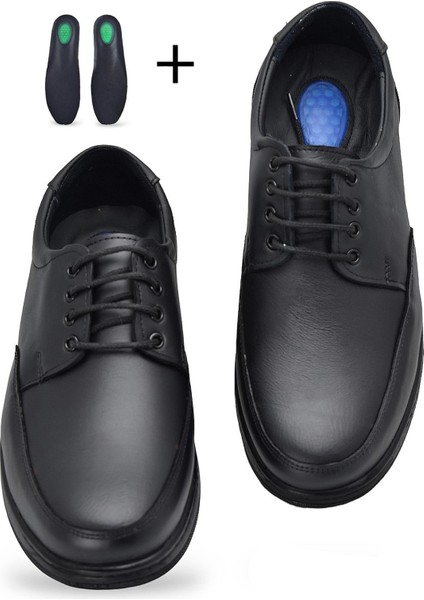 TAB401 Jelli Ortopedik Topuk Masajlı Hakiki Deri Erkek Ayakkabı Kauçuk Taban