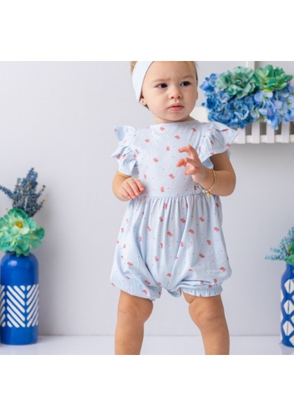 Kolları Fırfırlı Kız Bebek Tulumu