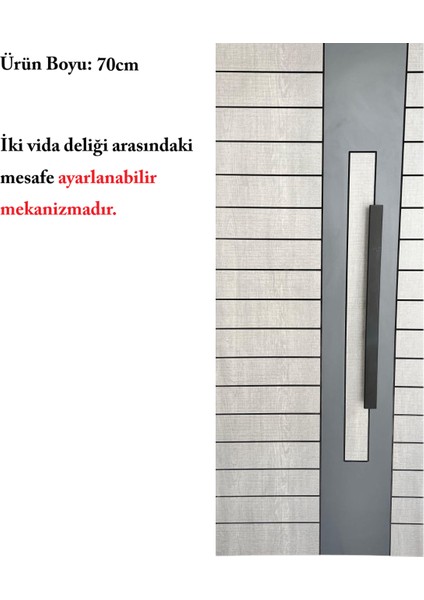Çelik Kapı Çekme Kolu Tutma Kolu Dikdörtgen Model Renk Siyah 70CM