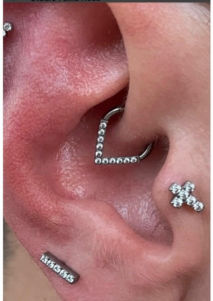 G23 Titanium (Titanyum) Zirkon Taşlı Üçgen Model Septum Daith Uyumlu 1 Adet Piercing