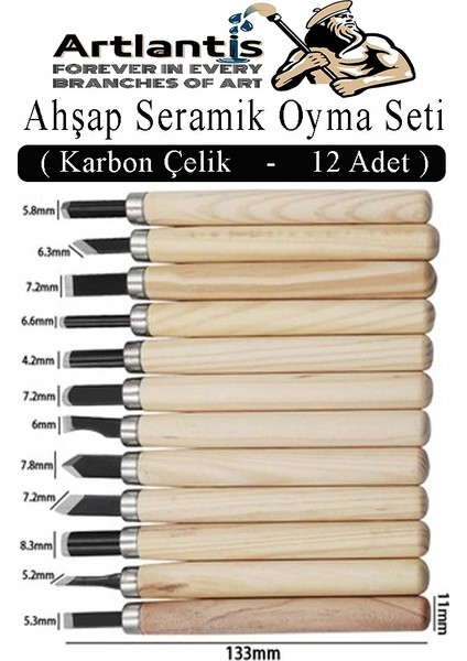 Ahşap Seramik Oyma Seti 12 Li 1 Paket Iskarpela Seti Paslanmaz Çelik Bıçaklı Ağaç Oyma Heykel Hobi Kretuar Gravür