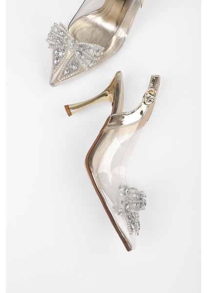 Kadın Lumi Altın Şeffaf Ince Topuklu Ayakkabı modelleri