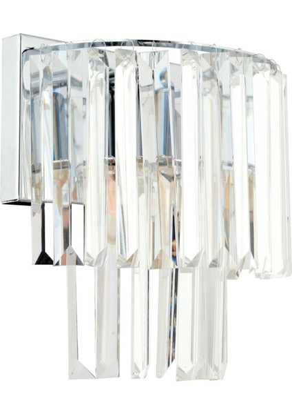 Krom Kristal Taşlı Duvar Aplik, Metal Duy E14, Beyaz, Şık ve modern tasarım fiyatları