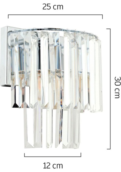 Krom Kristal Taşlı Duvar Aplik, Metal Duy E14, Beyaz, Şık ve modern tasarım modelleri