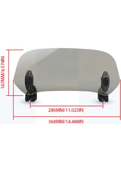 Universal Rüzgar Saptırıcı Cam ( Deflektör ) Ayarlanabilir Asansörlü 368 x 167 mm Füme