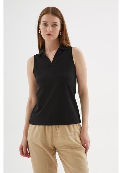 Fashıon Frıends Kadın Polo V Yaka Kolsuz T-Shirt 25Y0516K1 modelleri