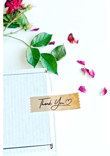Thank You Etiket / 144 Adet Kraft Bant Etiket (1,8 x 5.5 Cm)