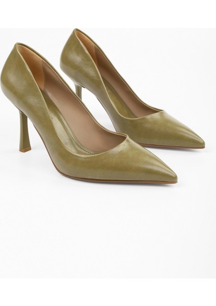 Kadın Vague Yağ Yeşili Cilt Stiletto