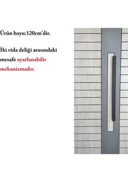 Çelik Kapı Çekme Kolu Tutma Kolu Dikdörtgen Model Renk Siyah 120CM