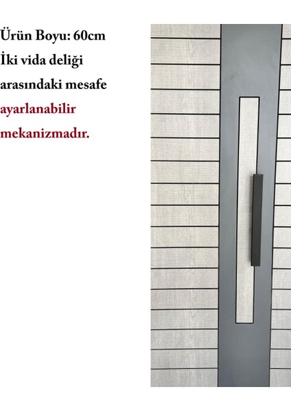 Çelik Kapı Çekme Kolu Tutma Kolu Dikdörtgen Model Renk Siyah 60CM