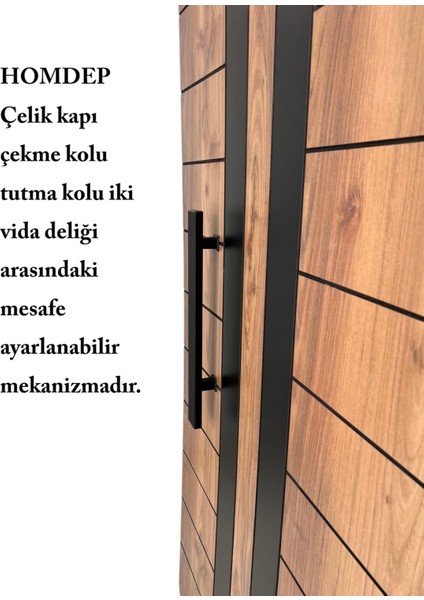 Çelik Kapı Çekme Kolu Tutma Kolu Dikdörtgen Model Renk Siyah 60CM