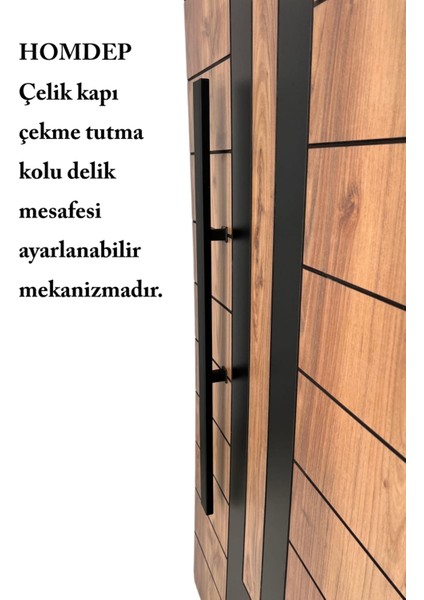 Çelik Kapı Çekme Kolu Tutma Kolu Dikdörtgen Model Renk Siyah 100CM