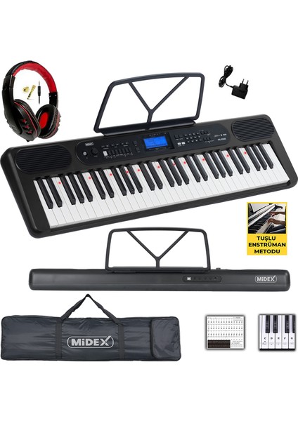 PS-5200BK-H Pro Org 61 LED Işıklı Tuş Hassasiyetli Bluetooth Midi Kulaklık